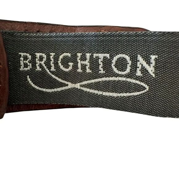 Brighton Women\'s Brown Braided  Woven Leather Brown Belt with Metal Studs Sz M/L main image 4